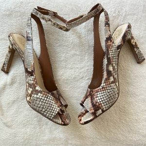Vince Camuto Reteema Sienna Snake Leather Heeled Sandals